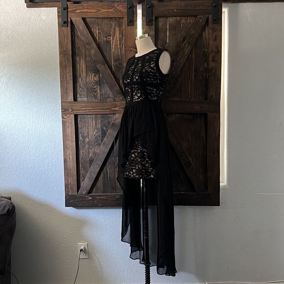 Morgan & Co black formal mini lace dress Sz- 5/6 - Picture 5 of 16